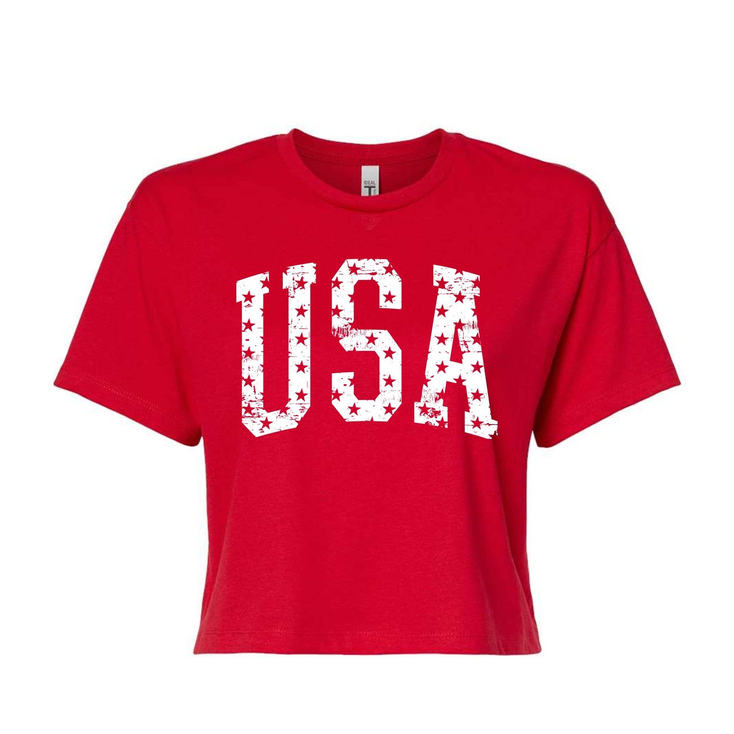 USA Stars Crop Top Graphic T-Shirt