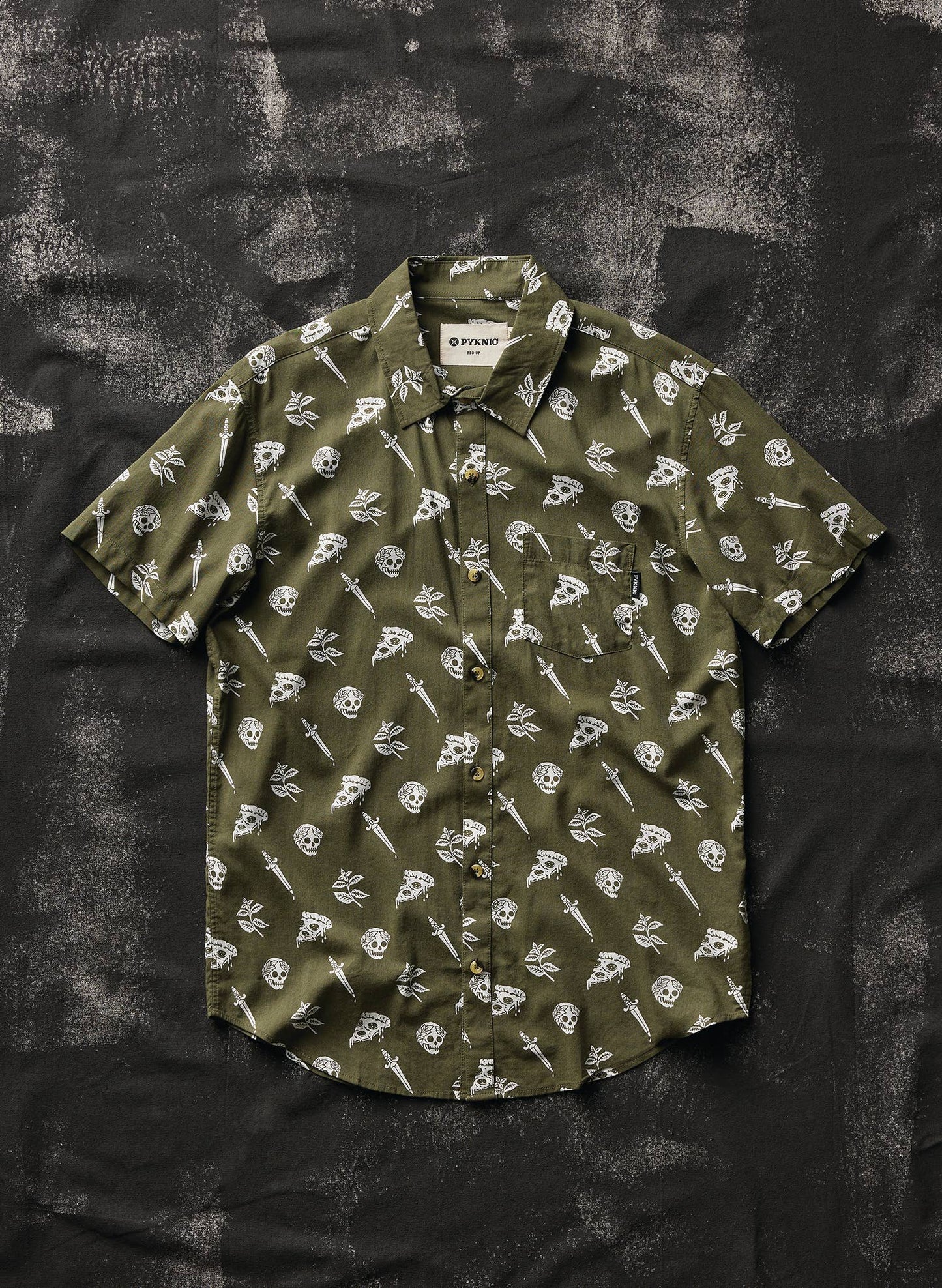 Pizza Slayer Tattoo Flash Casual Button Up Shirt Unisex
