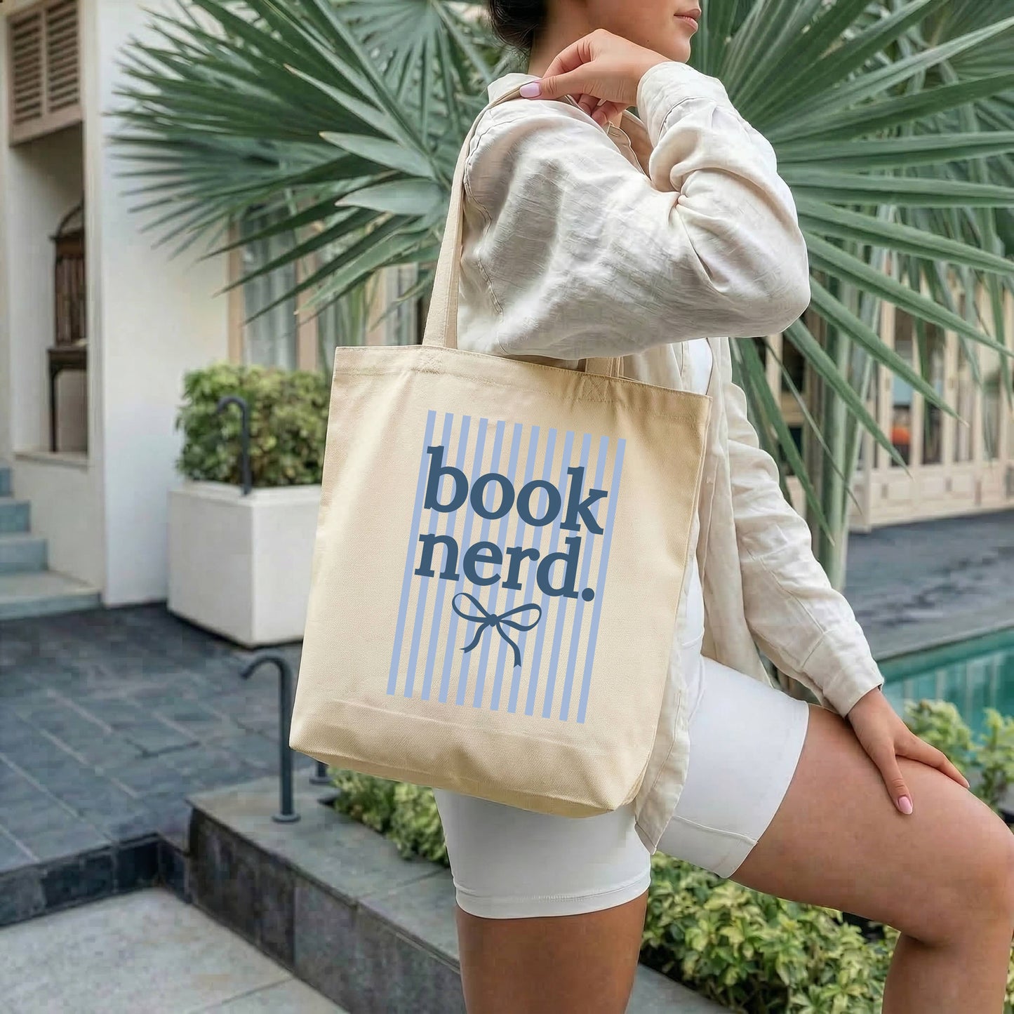 Tote Bag Book Nerd Stripes