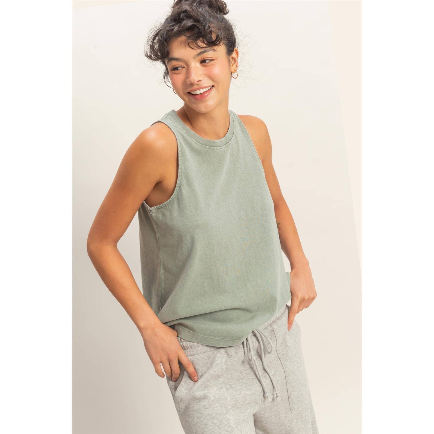 Mineral Washed Sleeveless Top