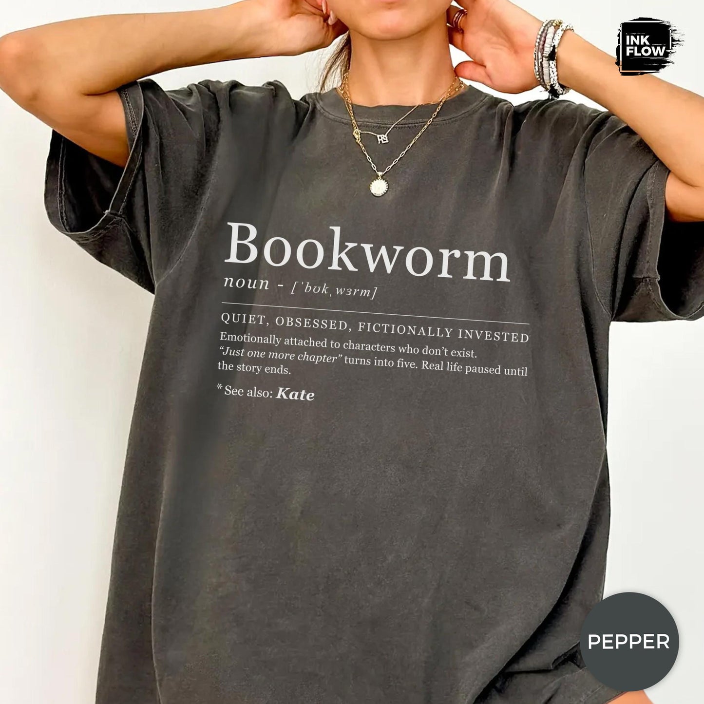Bookworm Definition Comfort Colors Book Lover Reading Personalized Name Tee (4)