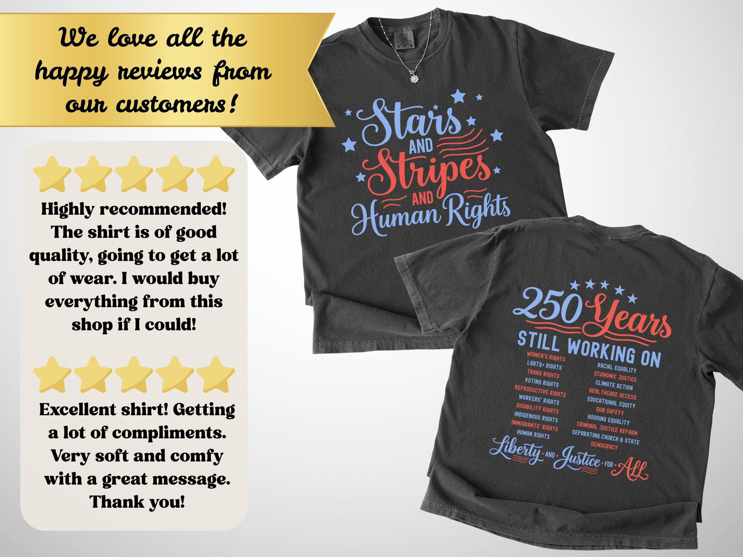 Stars Stripes Human Rights Comfort Colors Tee 250 Years America Still Working Social Justice (4)