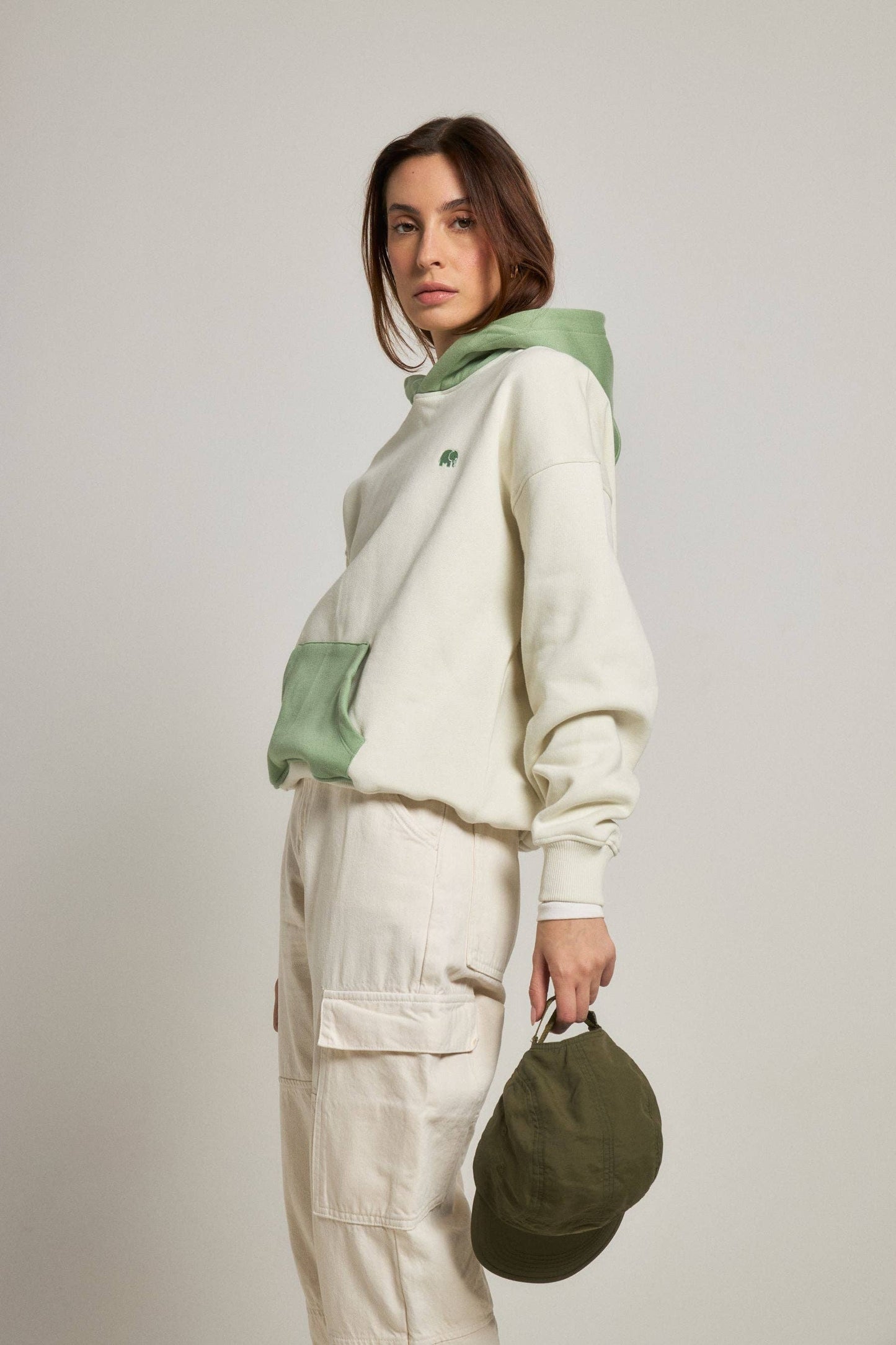 Women’S Color Block Oversized Hoodie Sea Glass
