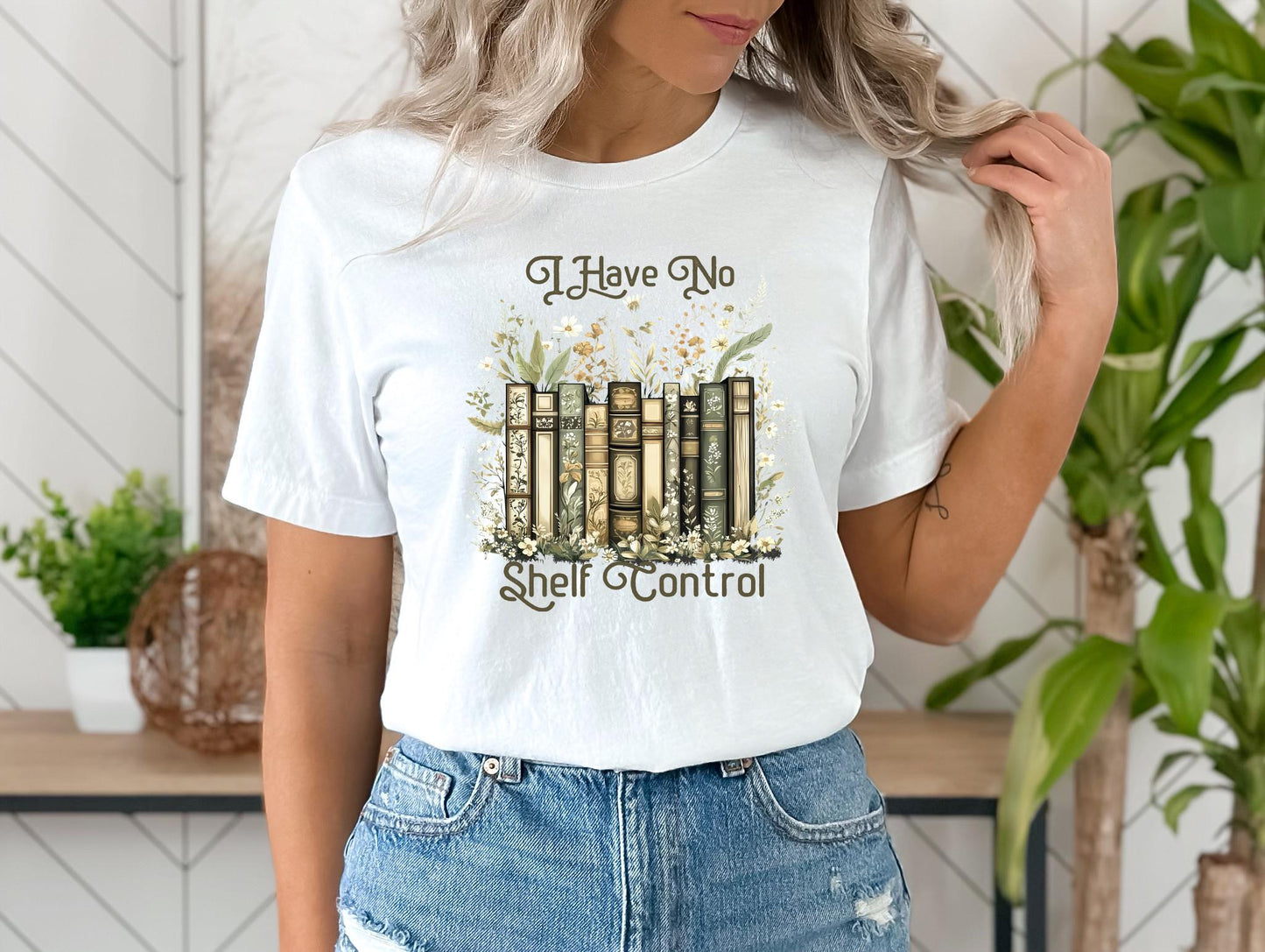 Book Lover Shelf Control Tee Floral Bookish Book Club Reader Literary Girl Tee Librarian (5)