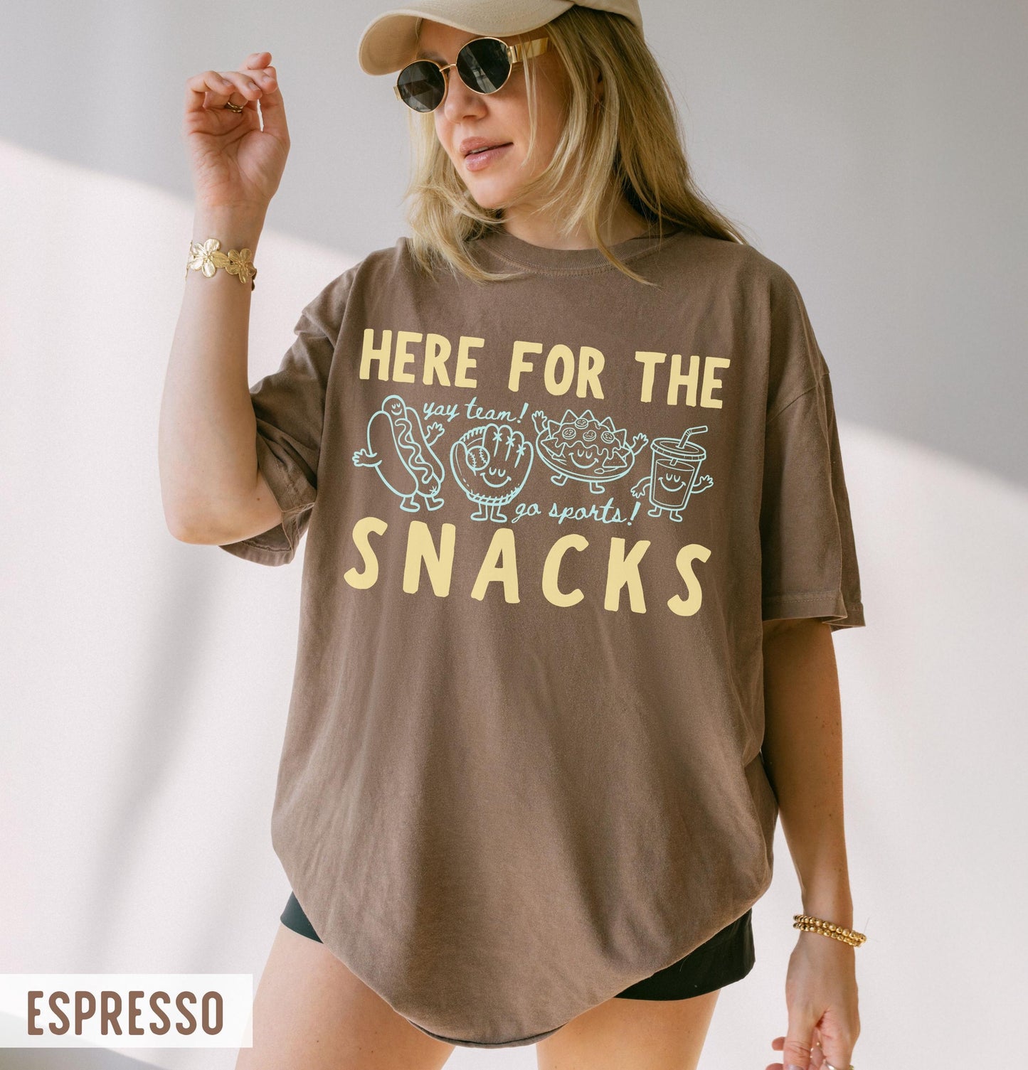 Comfort Colors Here Snacks Doodle Yay Team Go Sports Baseball Tee (5)