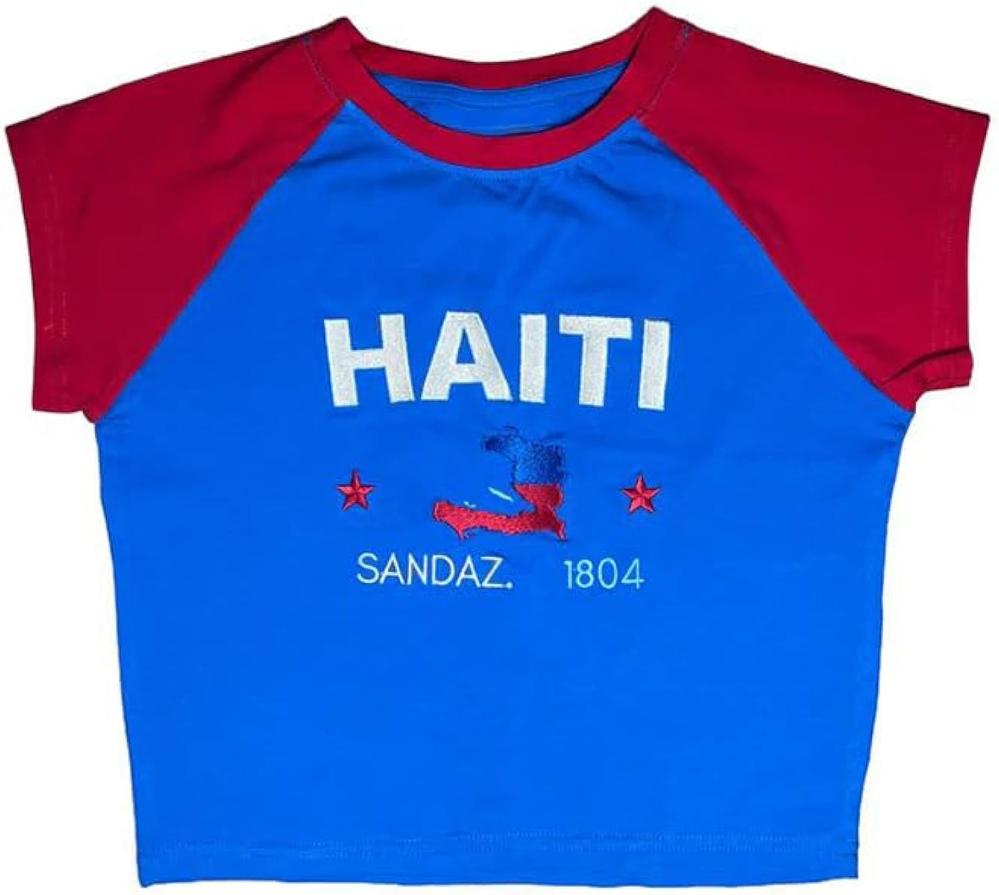 Women's baby tees round neck fashionable casual letter embroidery T-shirt exposed navel Y2K T-shirt