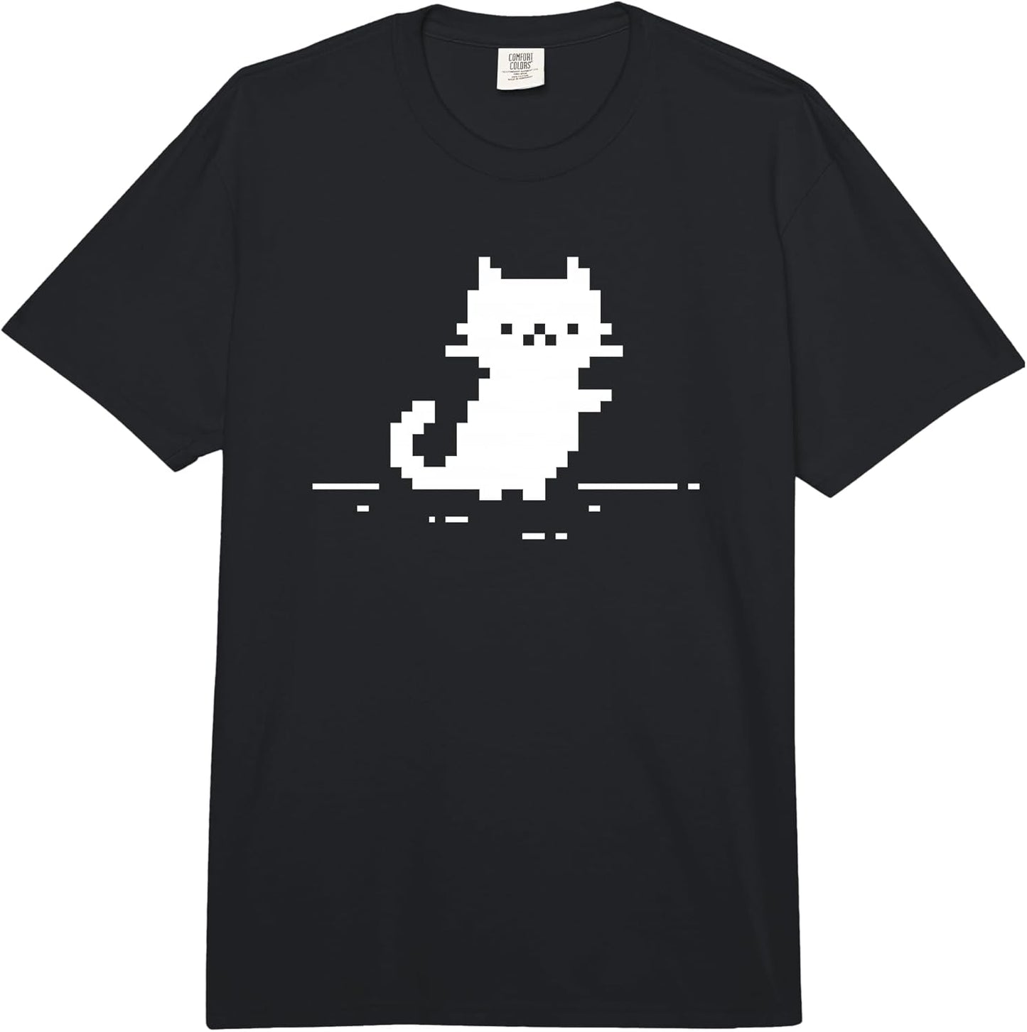 Cute Cat Minimal Pixel Art Nostalgic Retro 8-bit Gamer Comfort Colors Adult Heavyweight T-Shirt