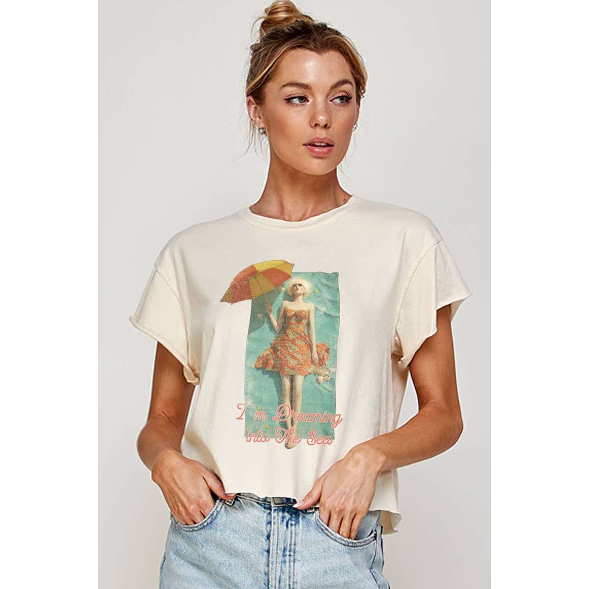 I Am Dreaming Into the Sea Graphic Crop Top