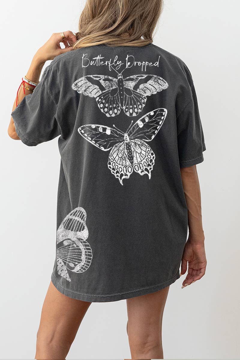 Butterfly Dropped Graphic Oversized Tee