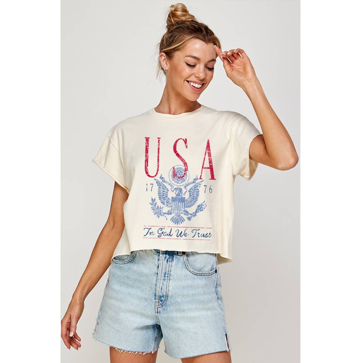 USA Fourth July Vintage Graphic Crop Top