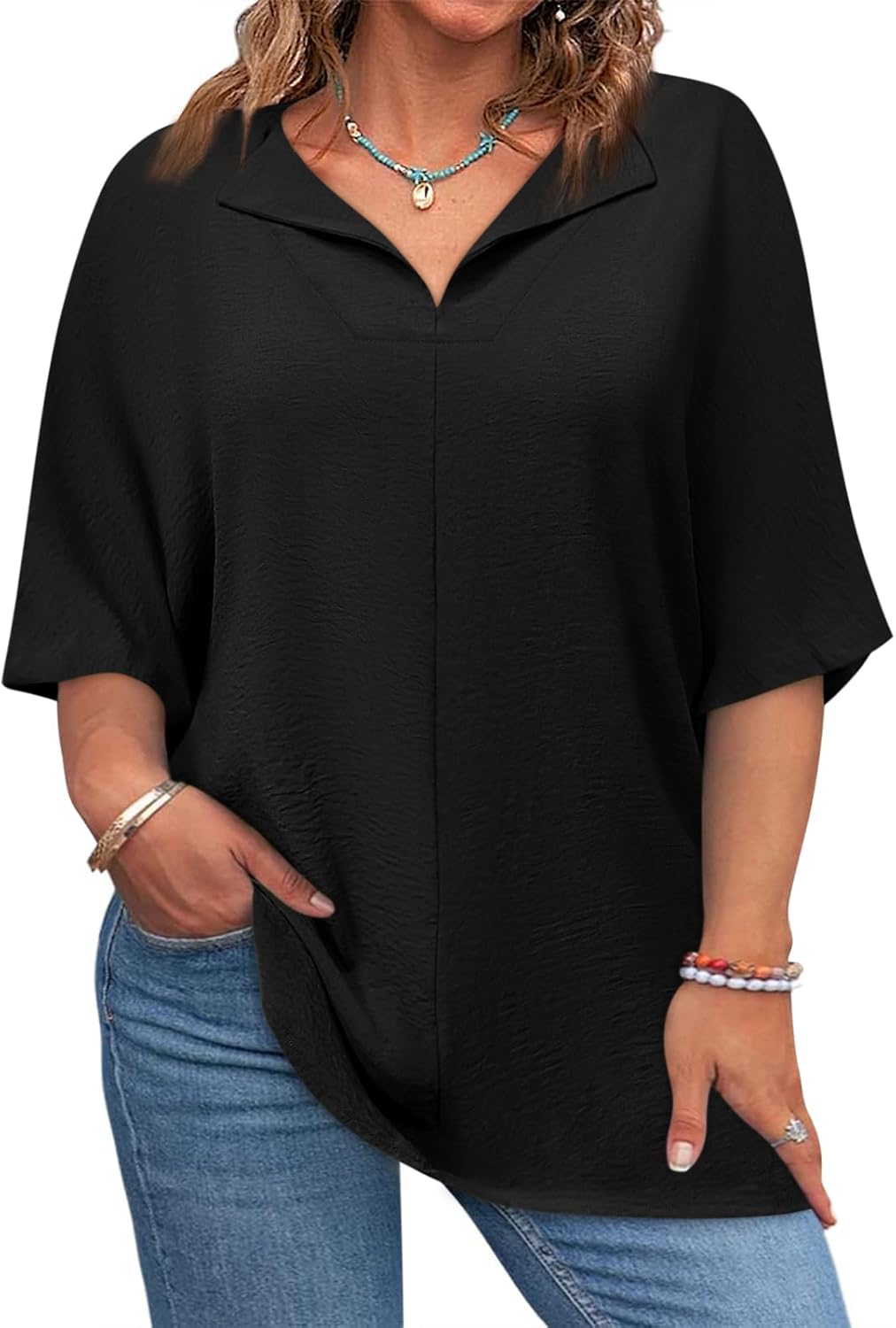 Womens Plus Size Tops Short Sleeve V Neck Tee Blouse Summer Loose Fit Casual Tunic Top XL-5XL