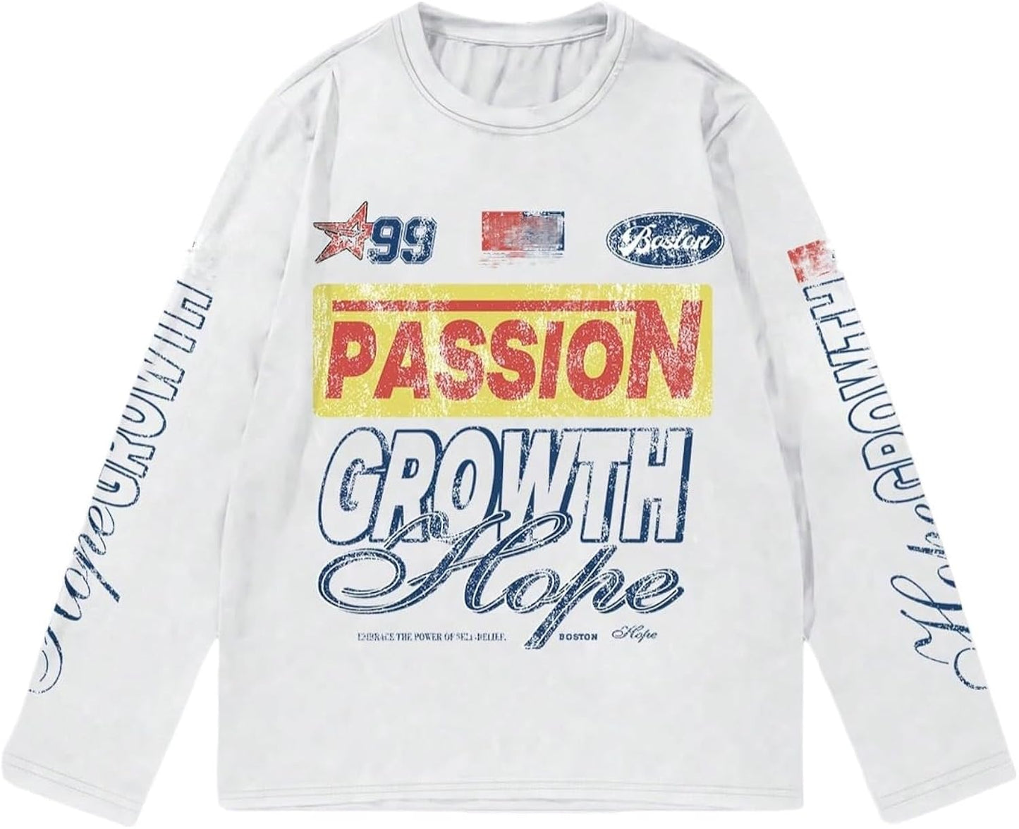 Men's Number Print Jersey Tops Graphic Tee Long Sleeve Crew Neck T-Shirt Streetwear