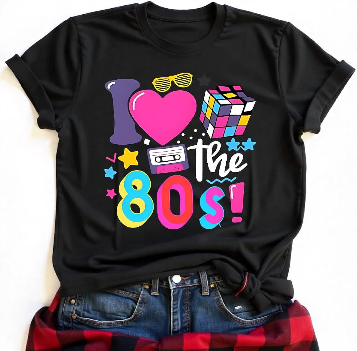 80s Shirts Women 1980s Party Graphic Tee Tops Retro 90s Disco Music Themed Party T-Shirt Short Sleeve Casual Outfits