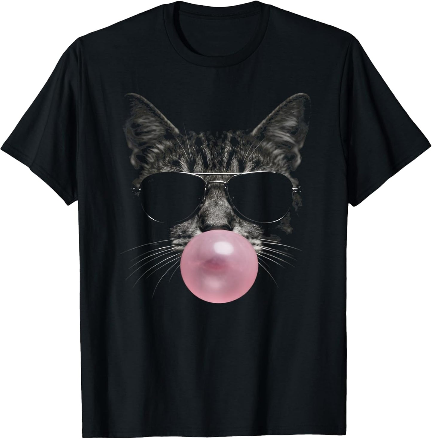 Funny Cat Blowing A Bubble with Sunglasses Urban Cool Vibe T-Shirt
