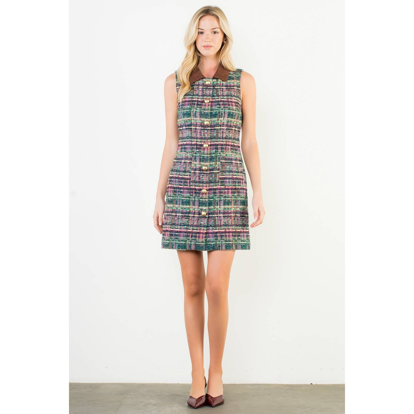 Sleeveless Tweed Knit Dress