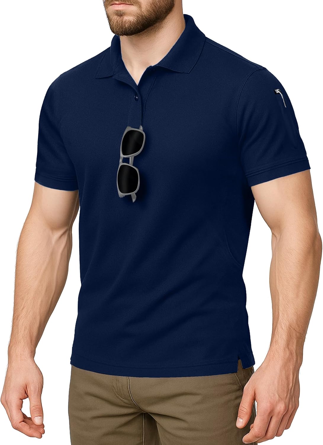 Men's Polo Shirt Short Sleeves UPF 50+ Quick Dry Performance Tactical Pique Jersey Golf Shirt