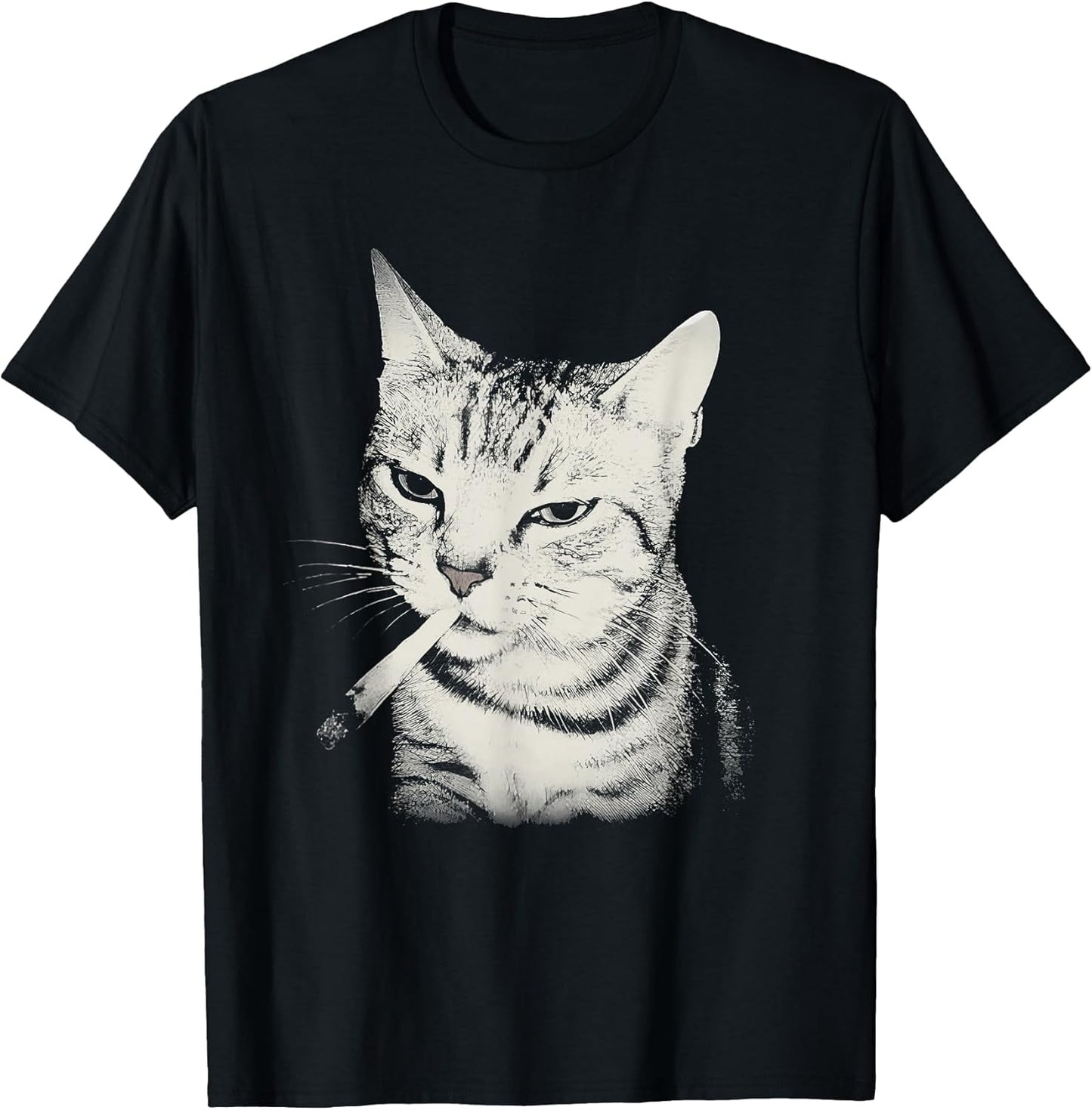 Smoking Cat Cigarette Kitten Funny Meme Stupid Brainrot T-Shirt