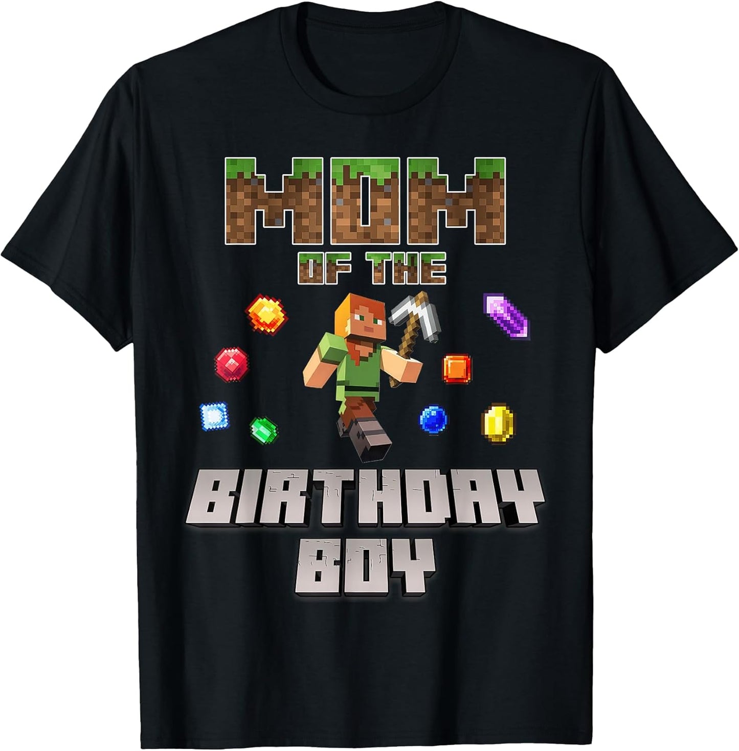 Mom of The Birthday Boy Video Gamer Pixel Number T-Shirt