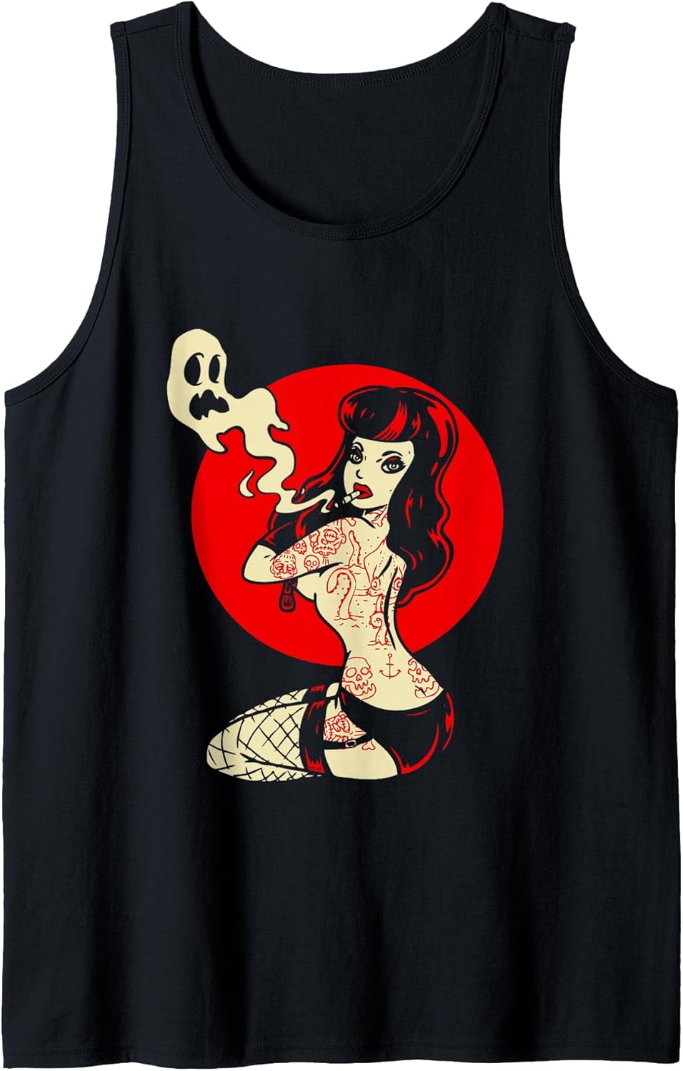 Horror Pinup Sexy Goth Girl Burlesque - Psychobilly Punk Art Tank Top