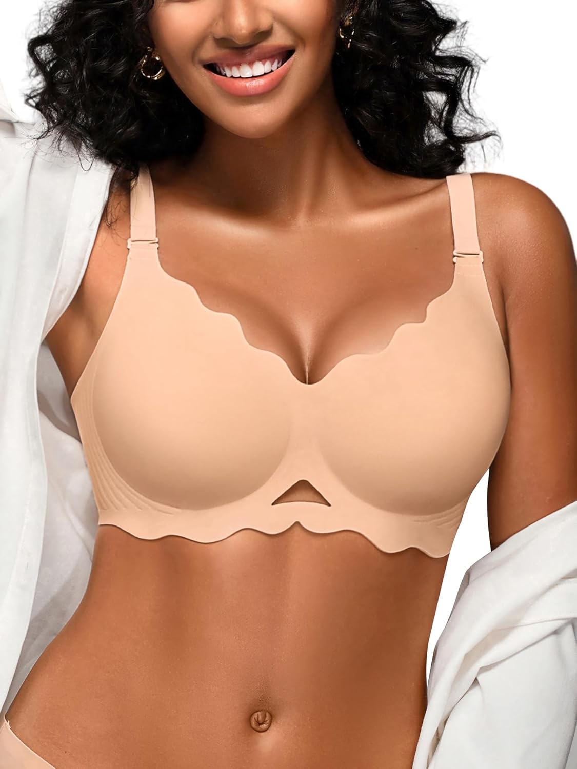 Wireless Jelly Bras for Women No Underwire - S-2XL Seamless T-Shirt Bra with Support Full Coverage Comfort Bralette