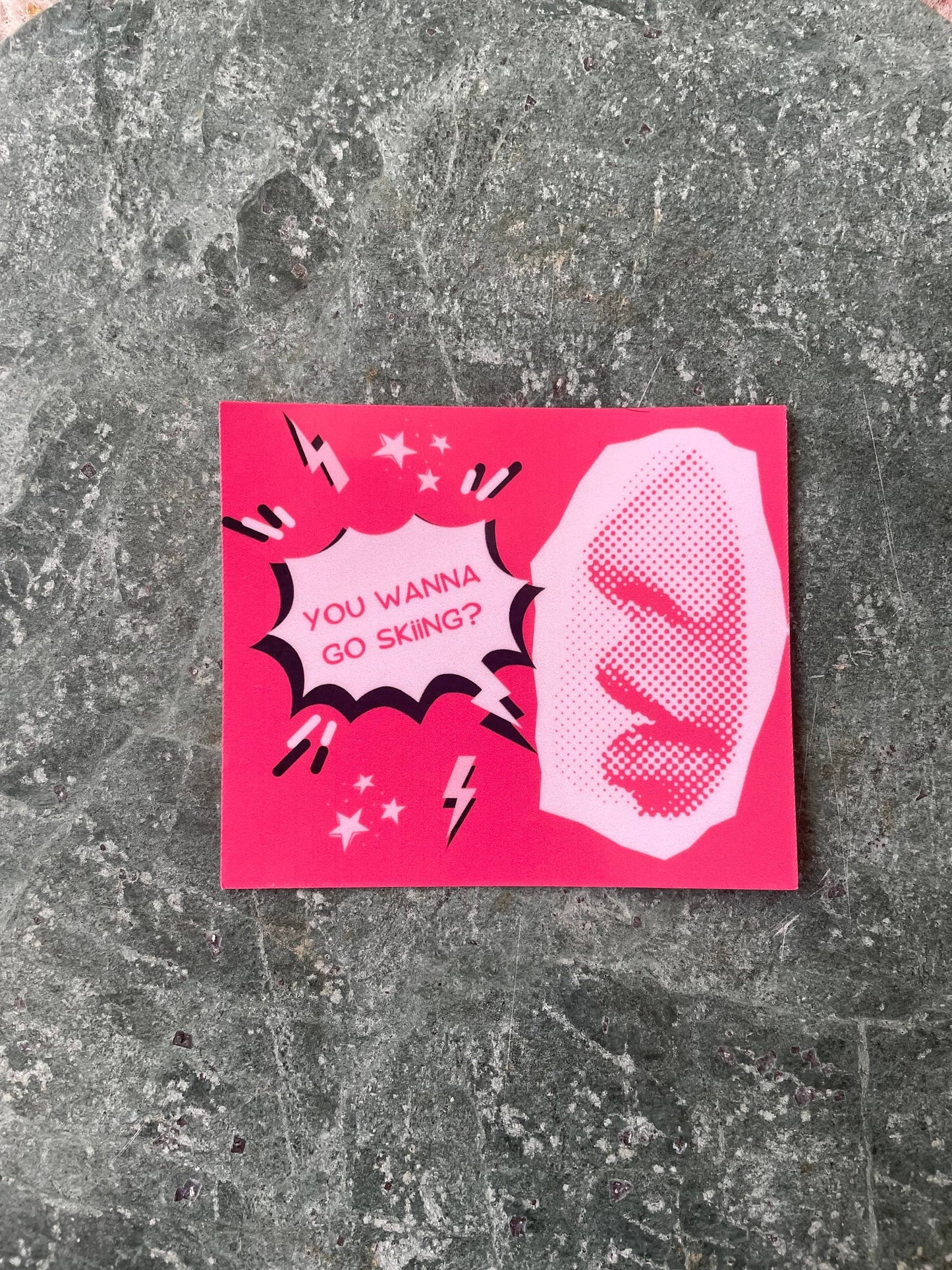 Pink Pop Art Skiing Sticke|Ski House Decor Weather Resistant