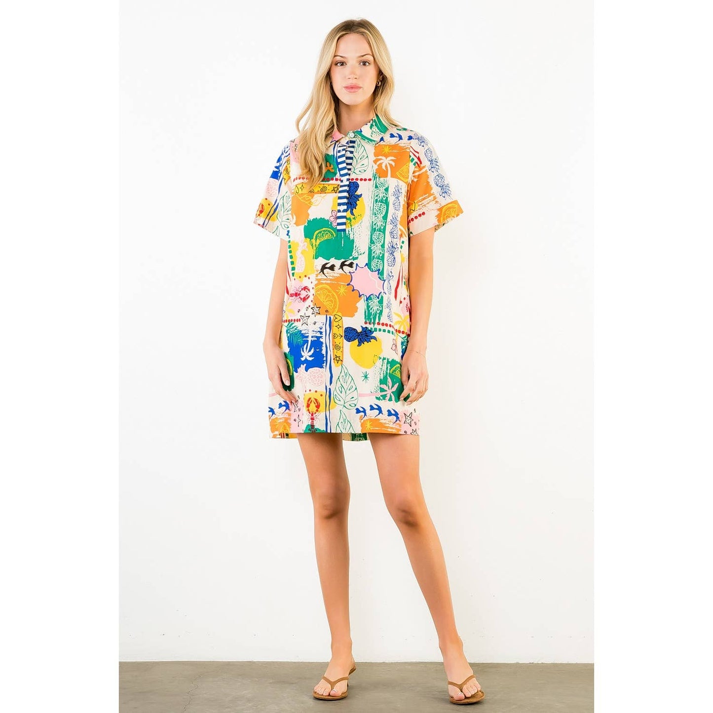 Short Sleeve Patterned Dress