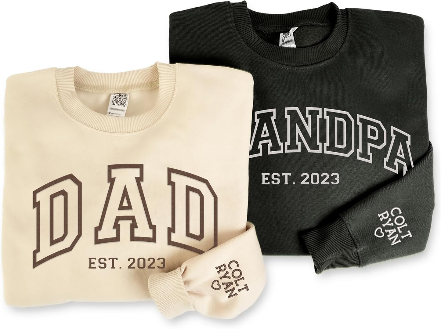 Custom Dad Embroidered Sweatshirt, Personalized Daddy Hoodie Shirt with Kid's Names and Heart on Sleeve, Grandpa Papa Shirt, Gifts for Dad, Grandpa on Fathers Day, Christmas