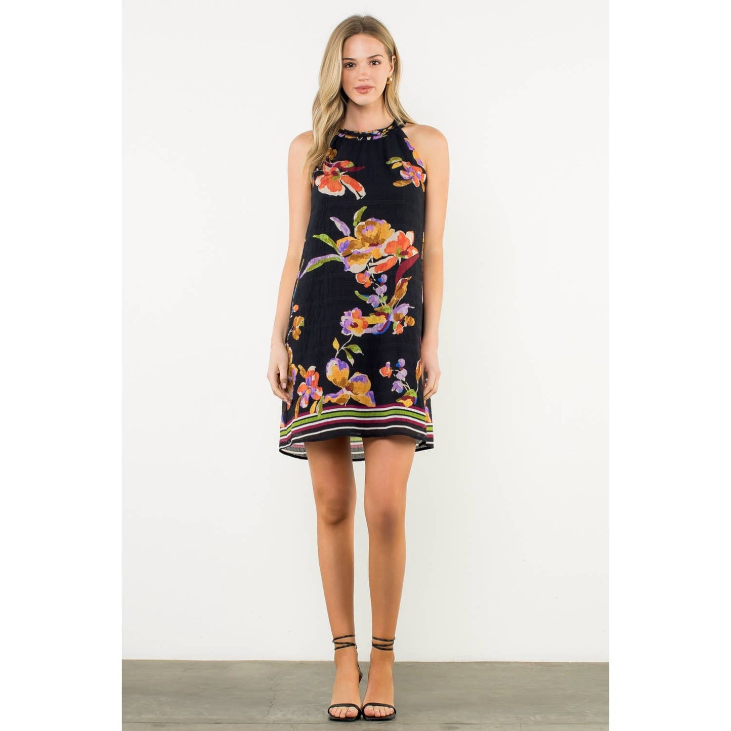 Sleeveless Floral Halter Dress
