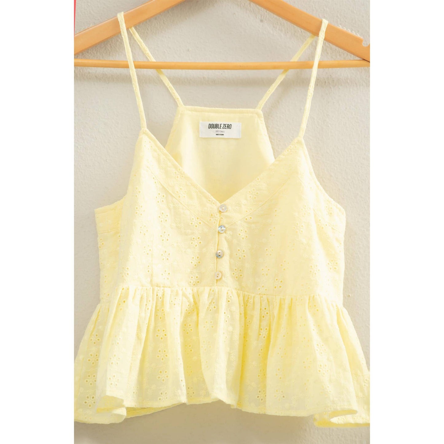 Eyelet Button Detail Peplum Top