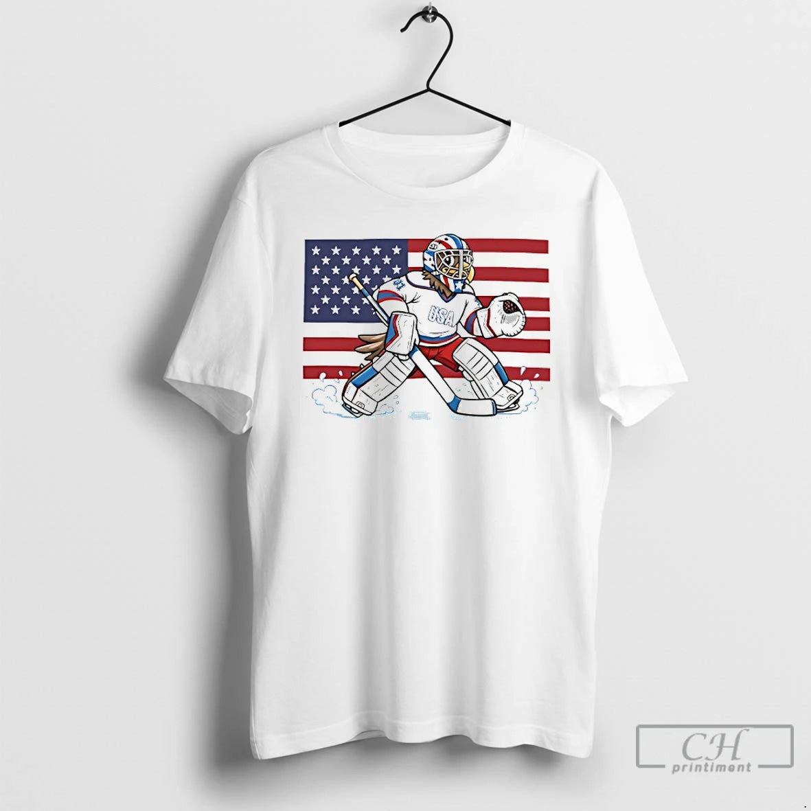 Classic Usa Eagle Hockey Goalie Patriotic American Flag