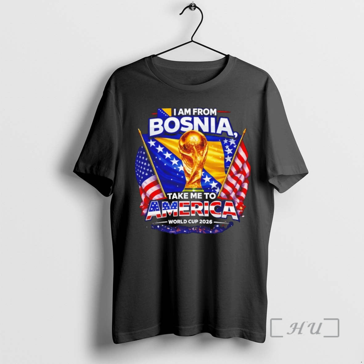 Officials Bosnia Usa World Cup 2026 I Am From Bosnia American Flag Premium T Shirts