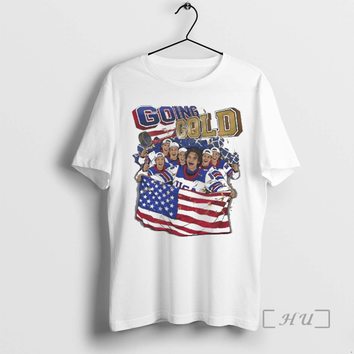 Officials Going Gold Usa Hockey Team Celebration With Flag