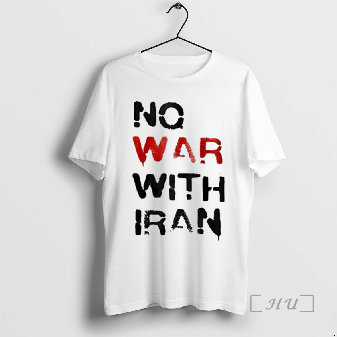 Officials No War With Iran Red And Black Stencil