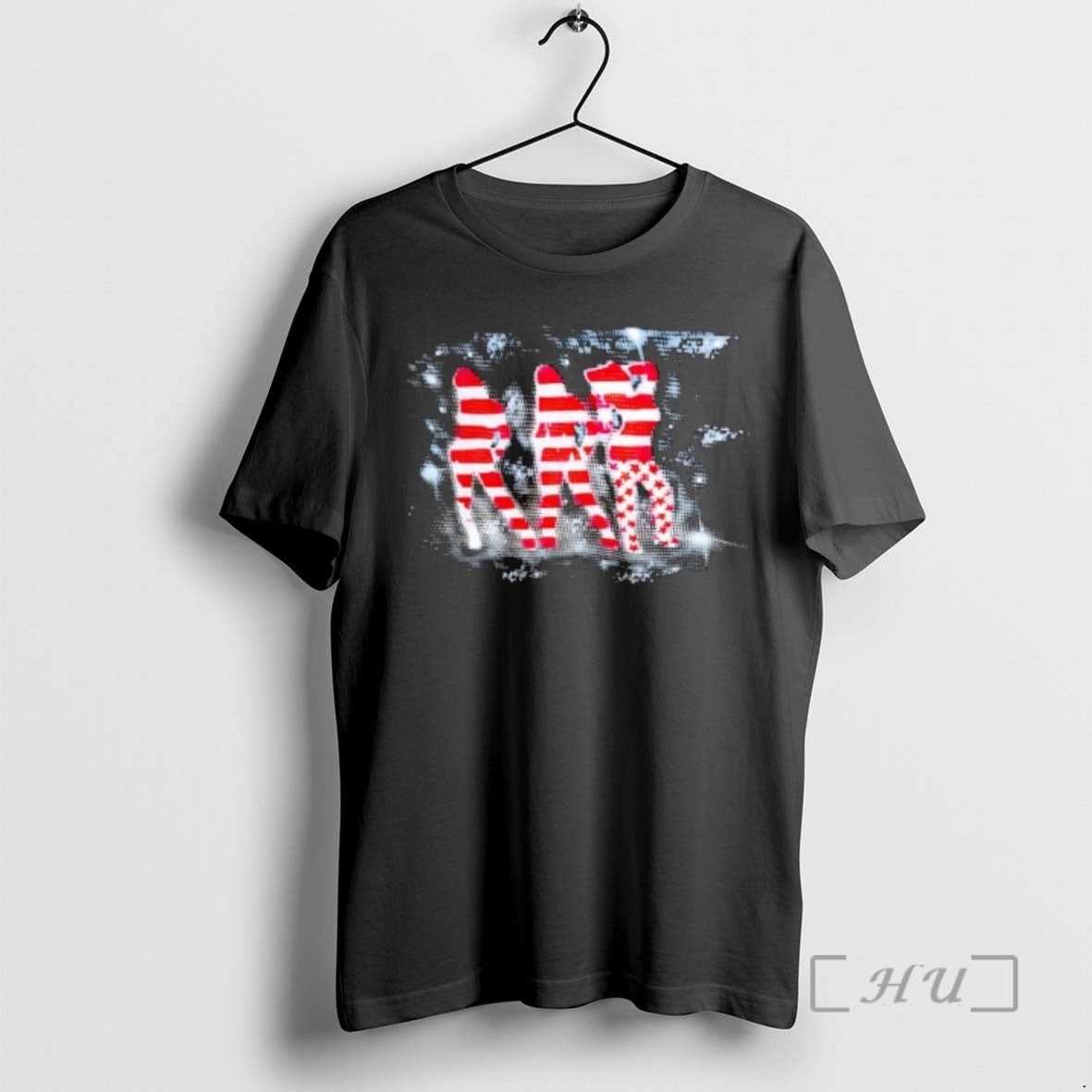 Officials Red And White Striped Silhouettes Stars Graphic Art