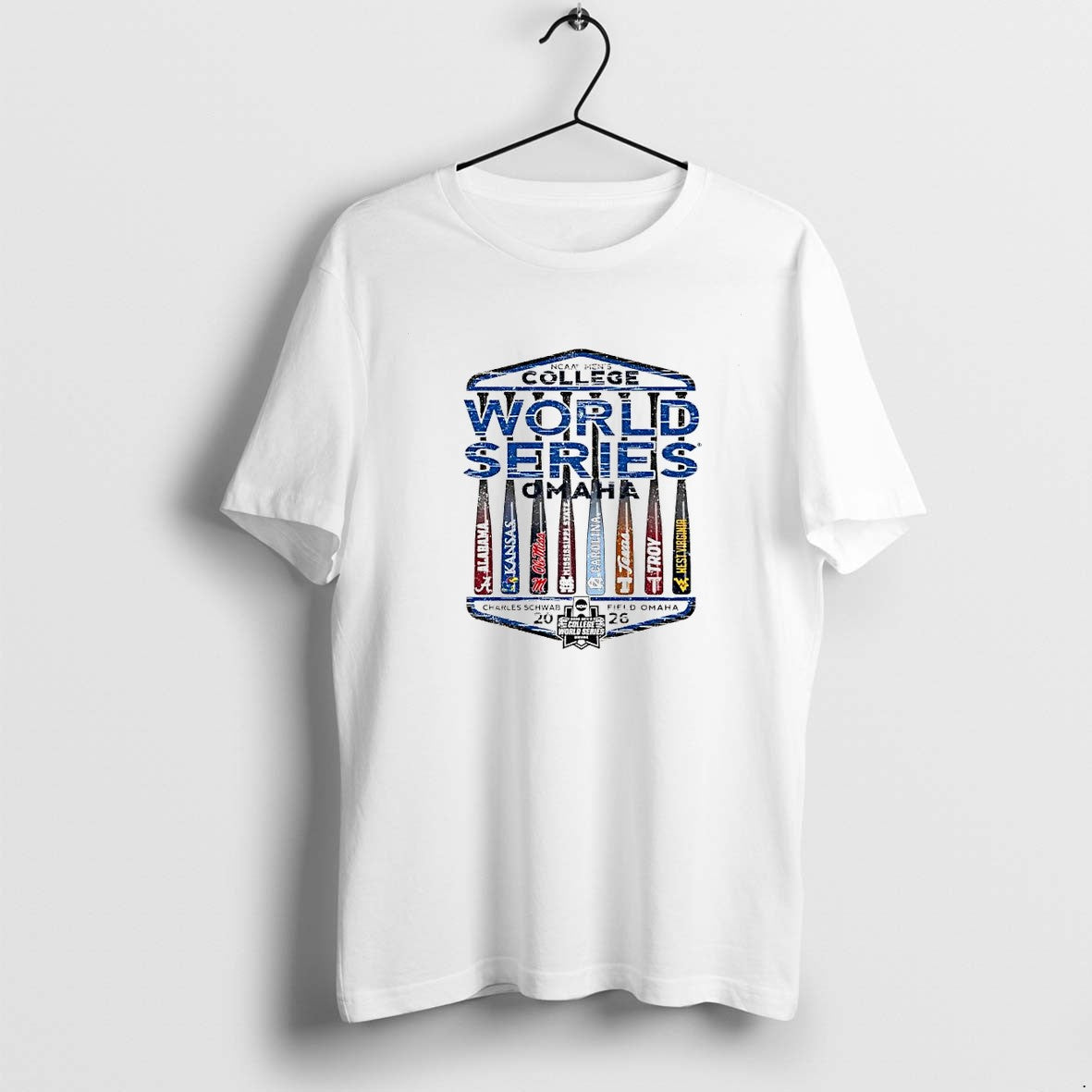 Original Ncaa Mens College World Series Omaha Charles Schwab Field Omaha 2026 Baseball Tshirts
