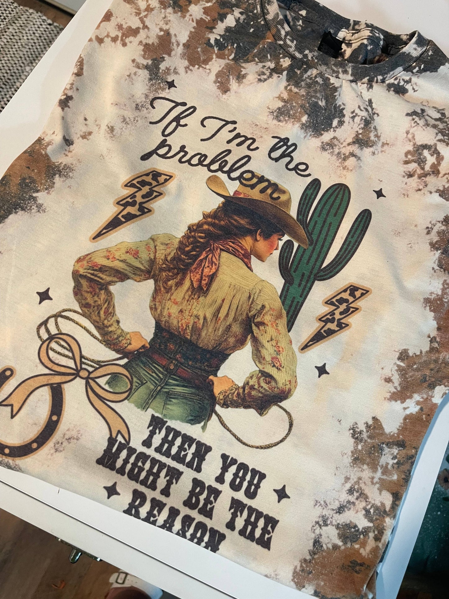 If Im the Problem Cowhide Bleached Tshirt