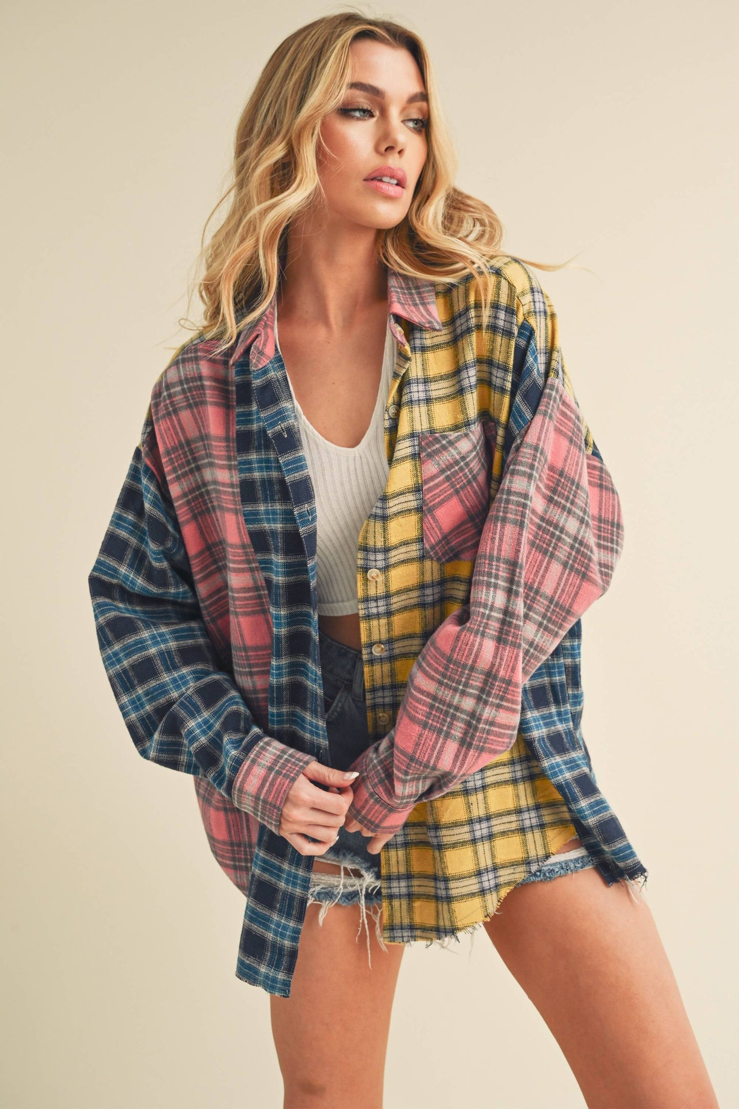 8316DN Neela Multi Color Plaid Flannel Shirt 1