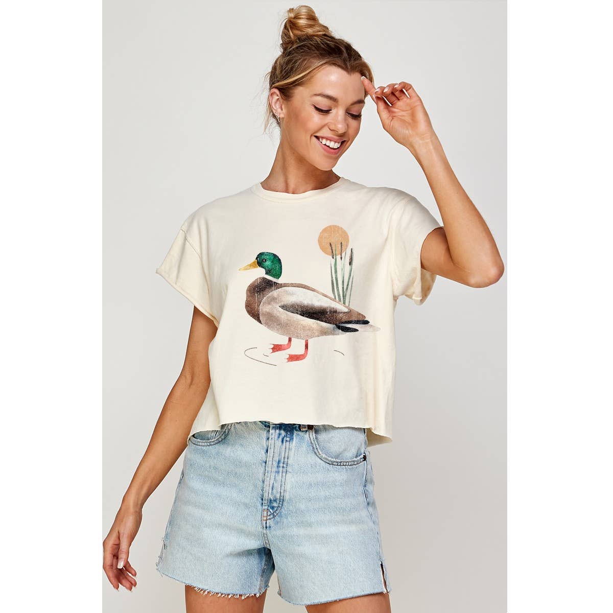 Mallard Duck Vintage Graphic Crop Top