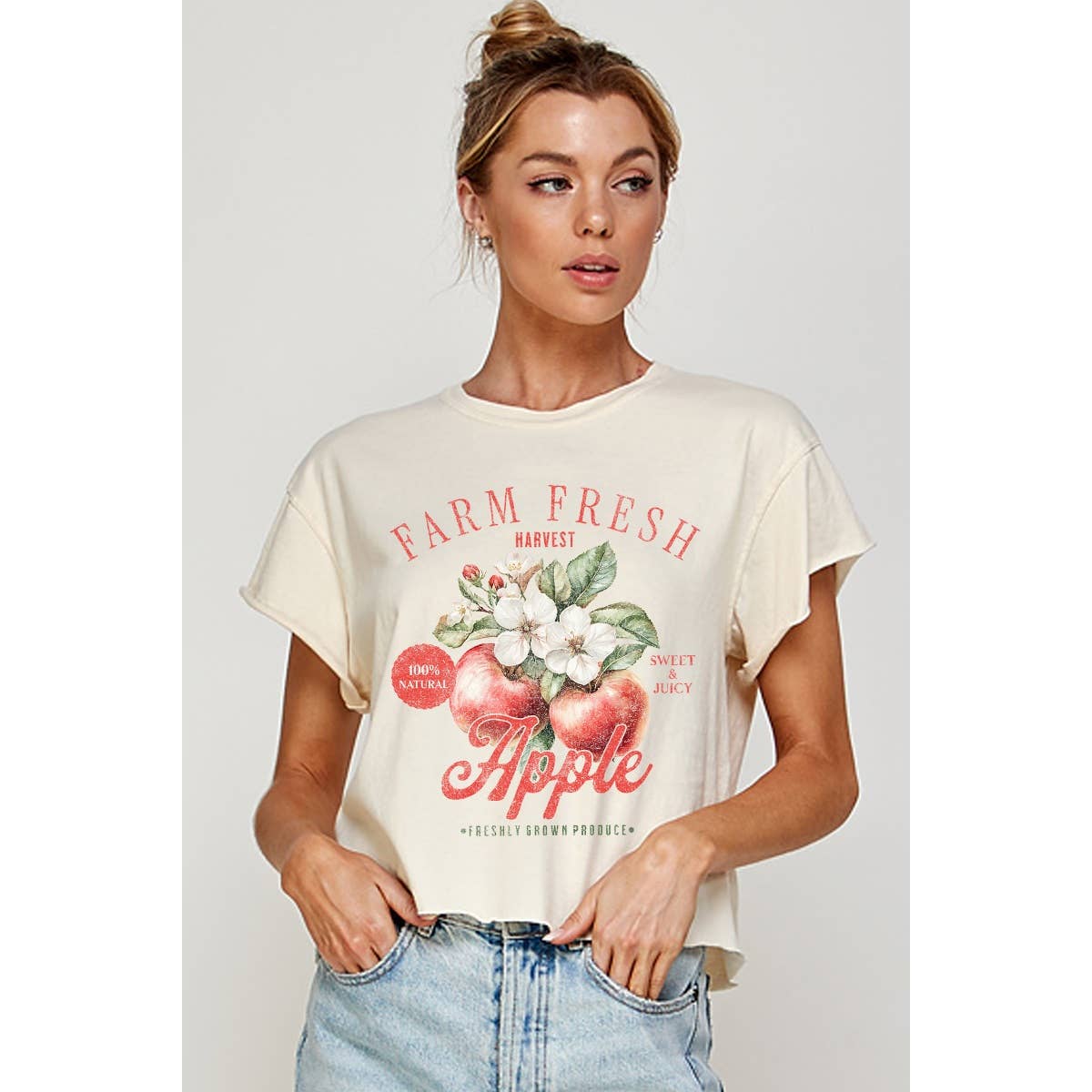 Farm Fresh Apple Vintage Graphic Crop Top