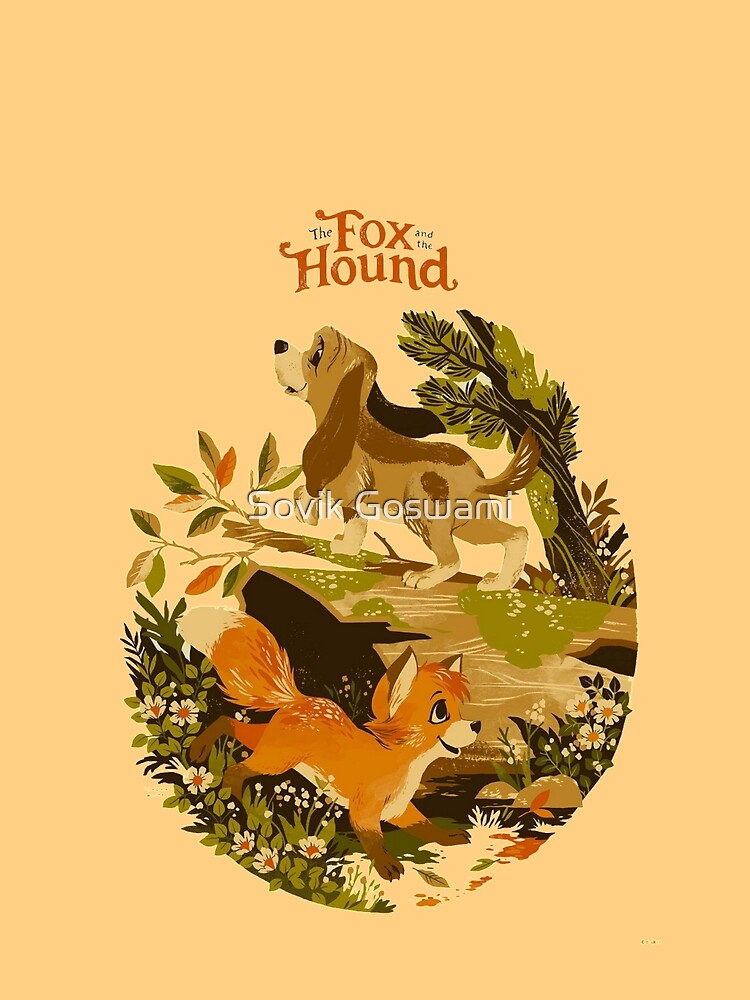 Cartoon fox and hound cute merch by Sovik Goswami