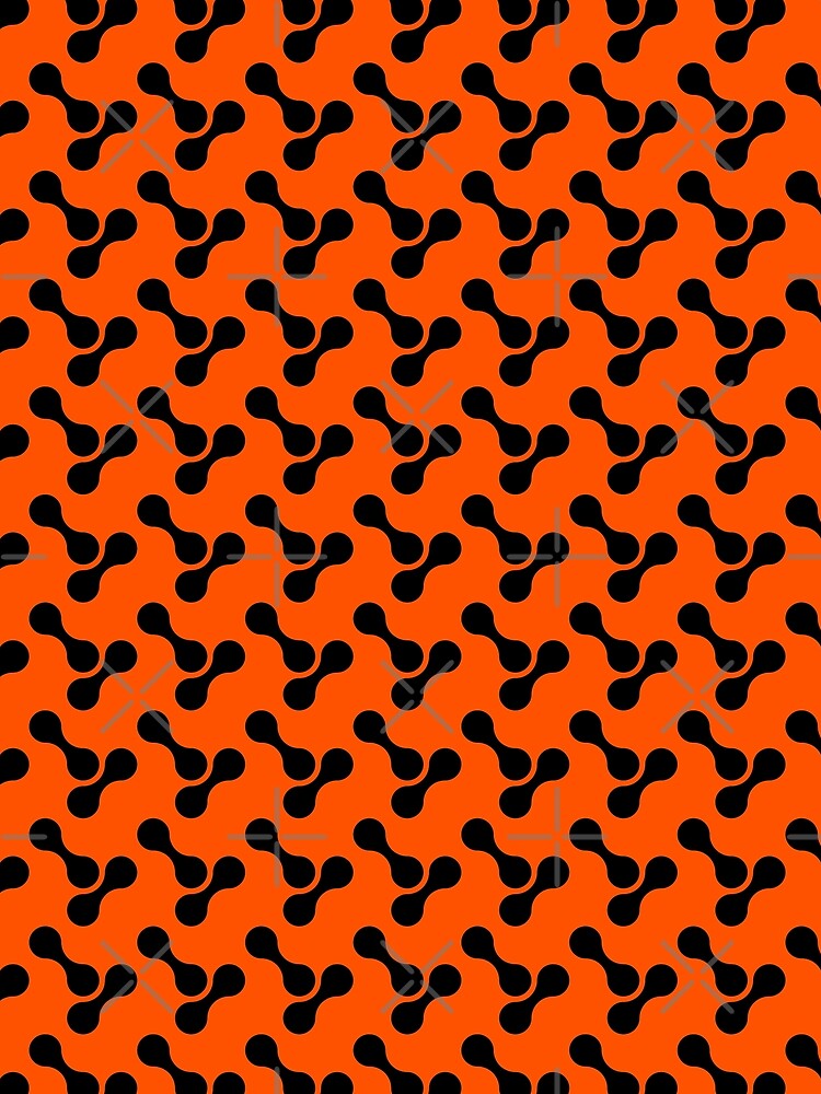 black and orange abstract bone circle organic shape pattern by Ray Loka