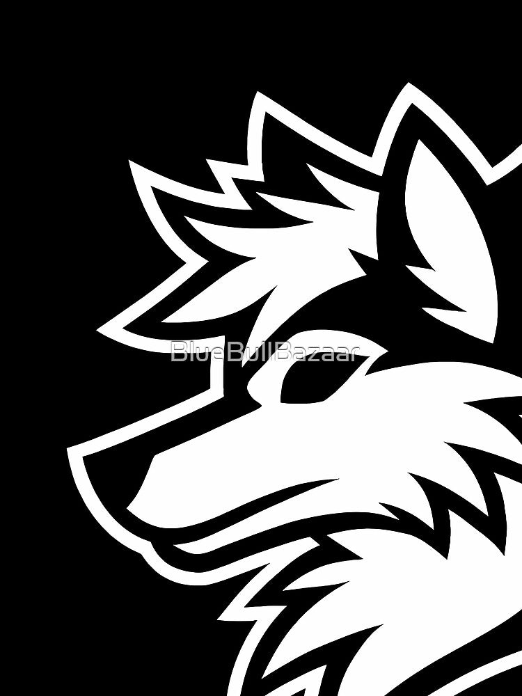 Silhouette Furry Pride Wolf Logo Black and White by BlueBullBazaar