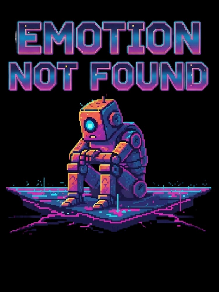 Emotion Not Found Sad Robot Retro Pixel Vaporwave by ChaosNest