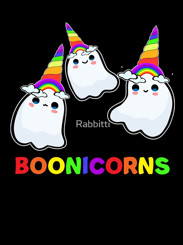 BOONICORNS cute kawaii rainbow unicorn Halloween ghosts trio by Rabbitti