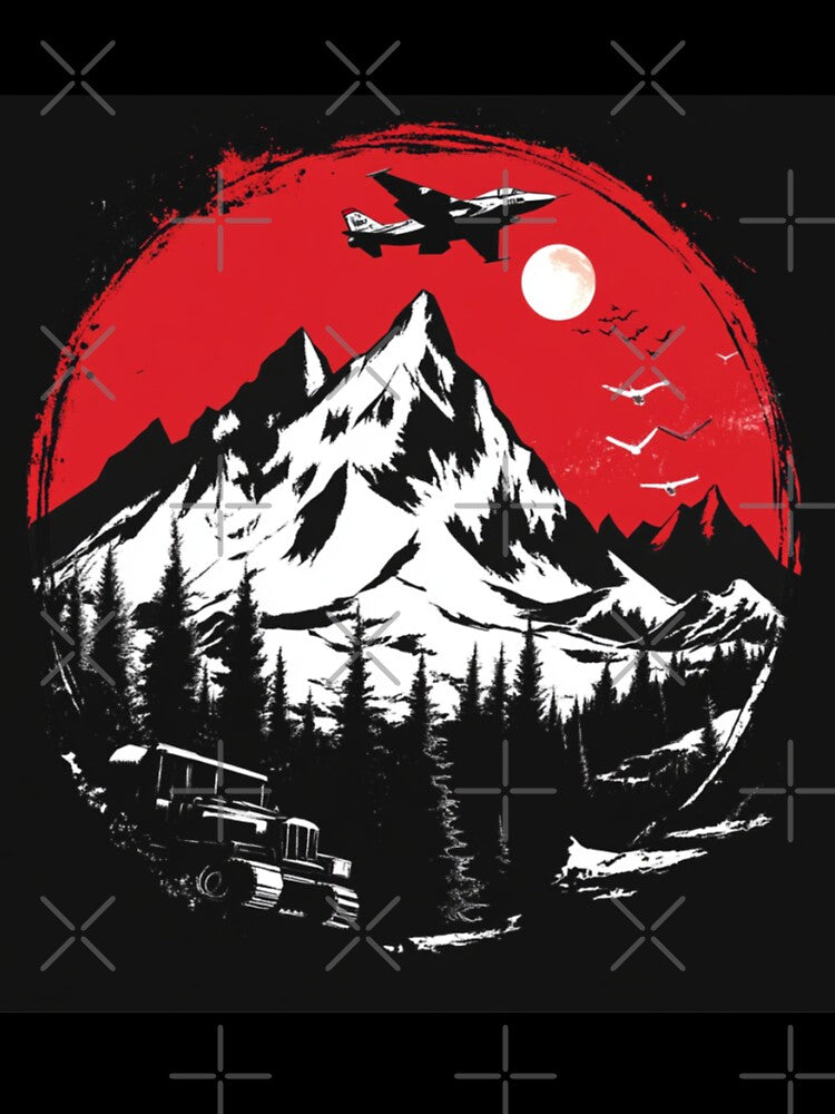 Air Fighters Under Red Moon In The Mountains by GrinGalore