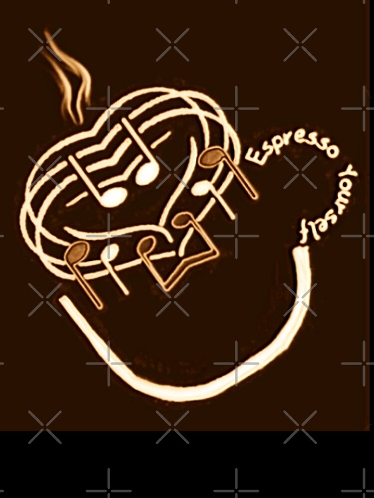 Musical Espresso Coffee Cup Pun Brown by IvaRenee