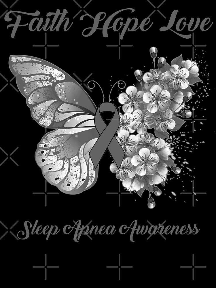 Faith Hope Love Sleep Apnea Awareness Butterfly Ribbon Gifts by Adropine