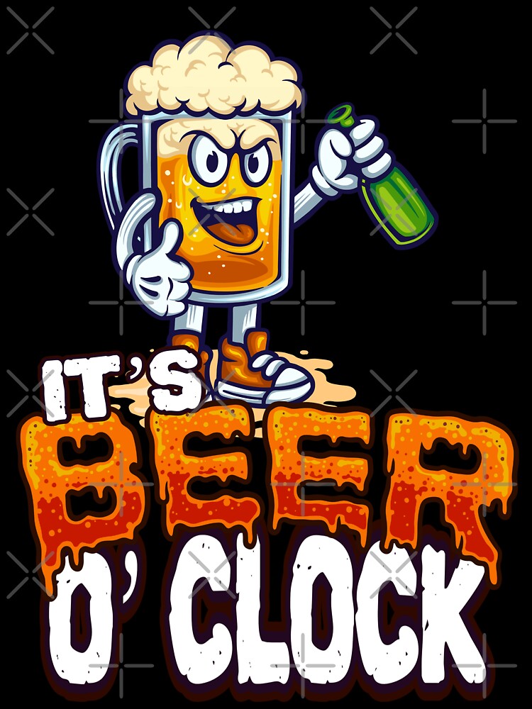 It’s Beer O’ Clock - Buzzed Cartoon Mug of Beer - Funny Bar by BeerTeesAndMore