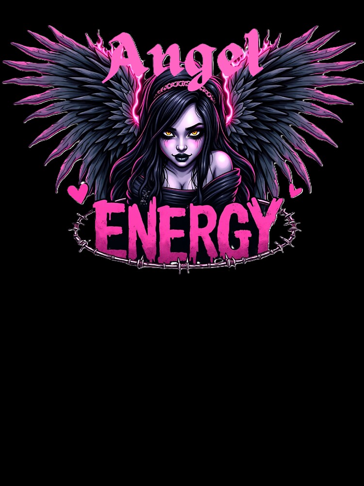 Angel Energy Shirt – Mall Goth Y2K Tee, Edgy Angel Graphic, Gothic Pink Flame T-Shirt, Gen Z by Emmachenn / WineDronk Shop