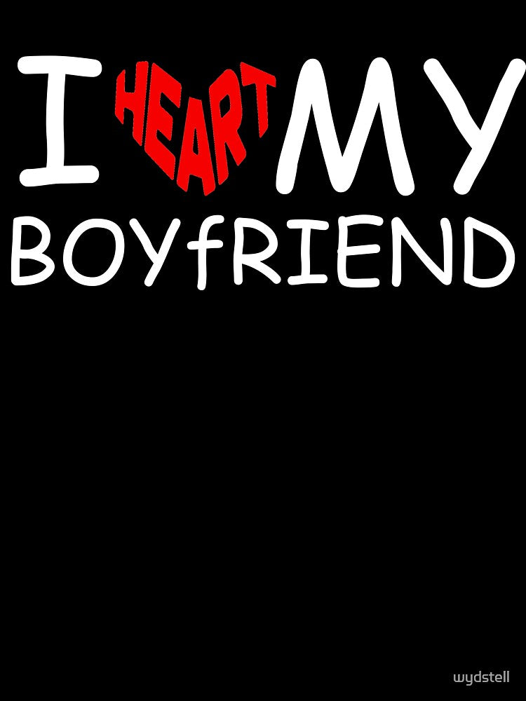 I Heart My Boyfriend Unisex Heavy Cotton Tee, Cute Gift for Him, Valentine's Day Shirt, Everyday Casual Wear, Love T-Shirt by wydstell